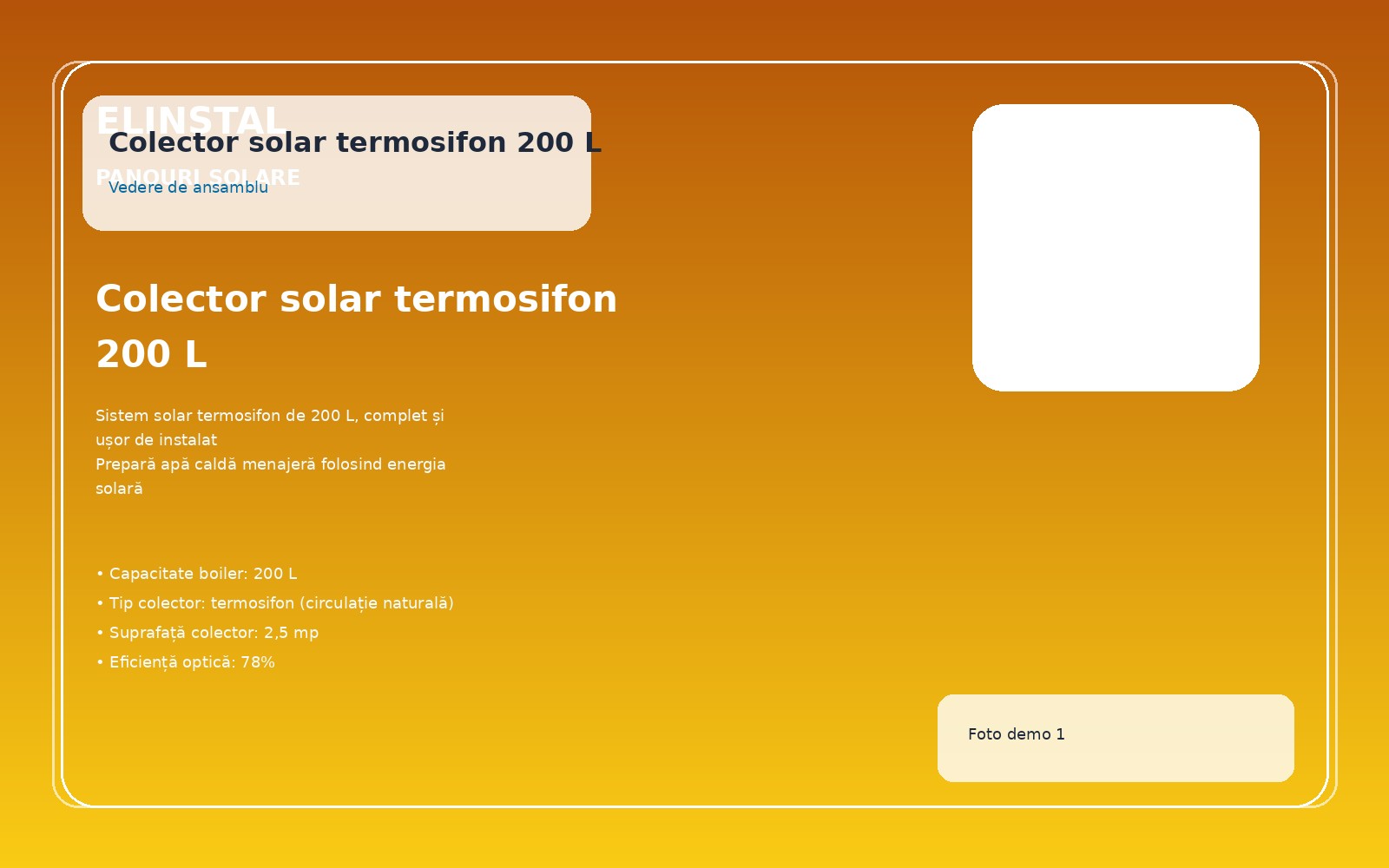 Colector solar termosifon 200 L