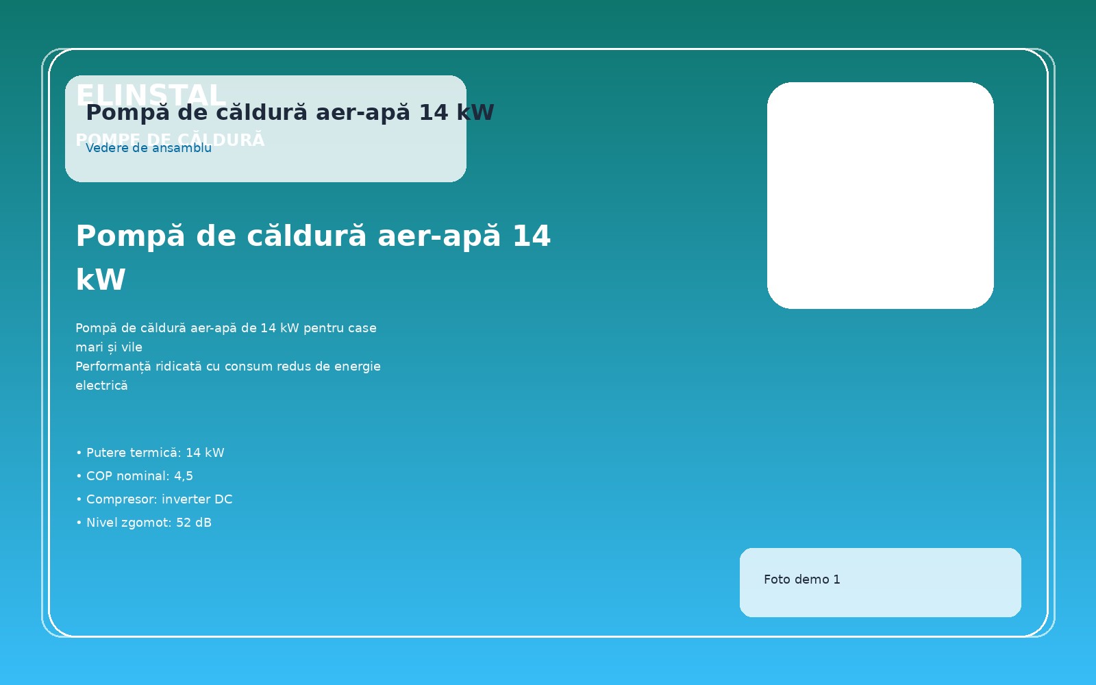 Pompă de căldură aer-apă 14 kW